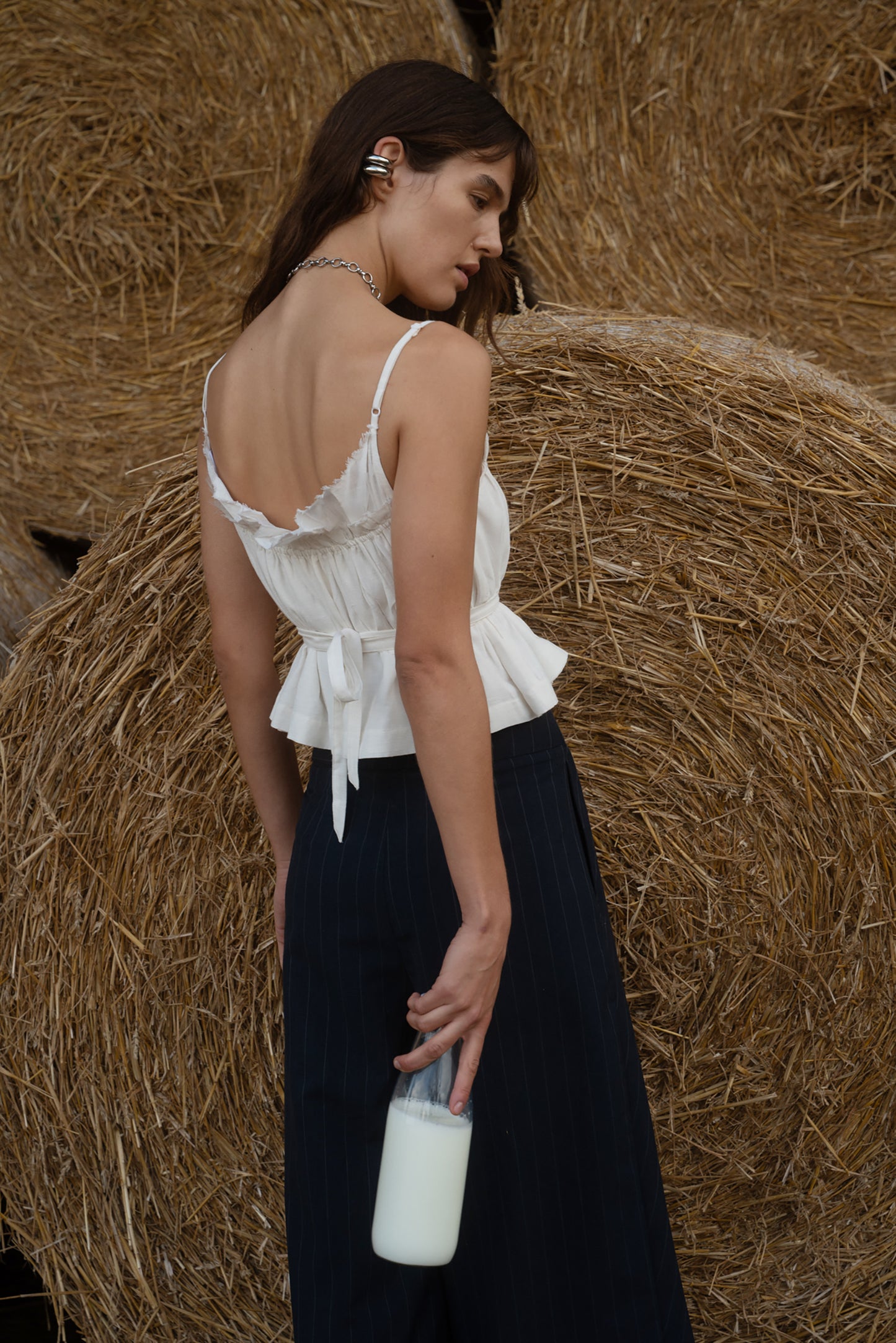Florence White Gathered Top