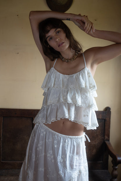 Suze White Ruffle Top