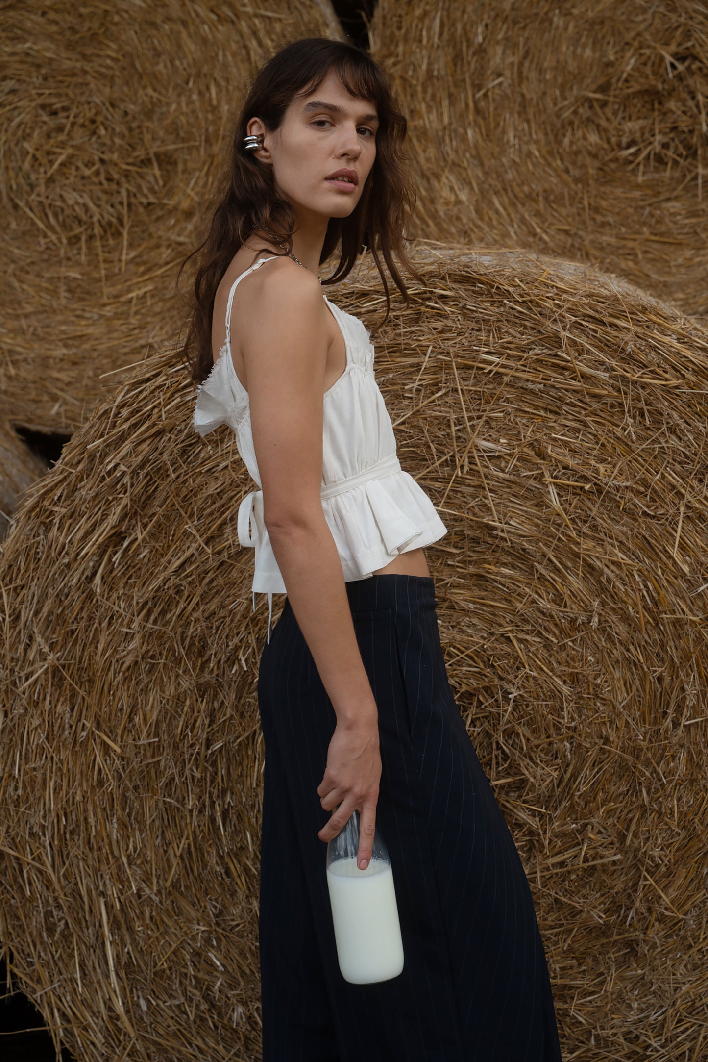 Florence White Gathered Top