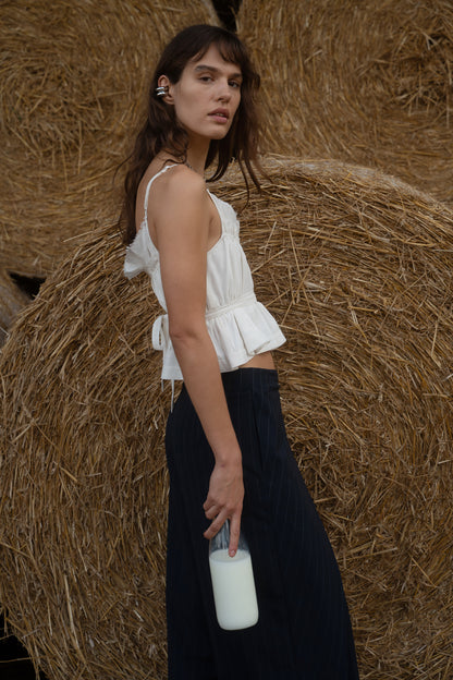 Florence White Gathered Top