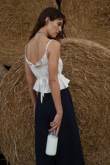 Florence White Gathered Top